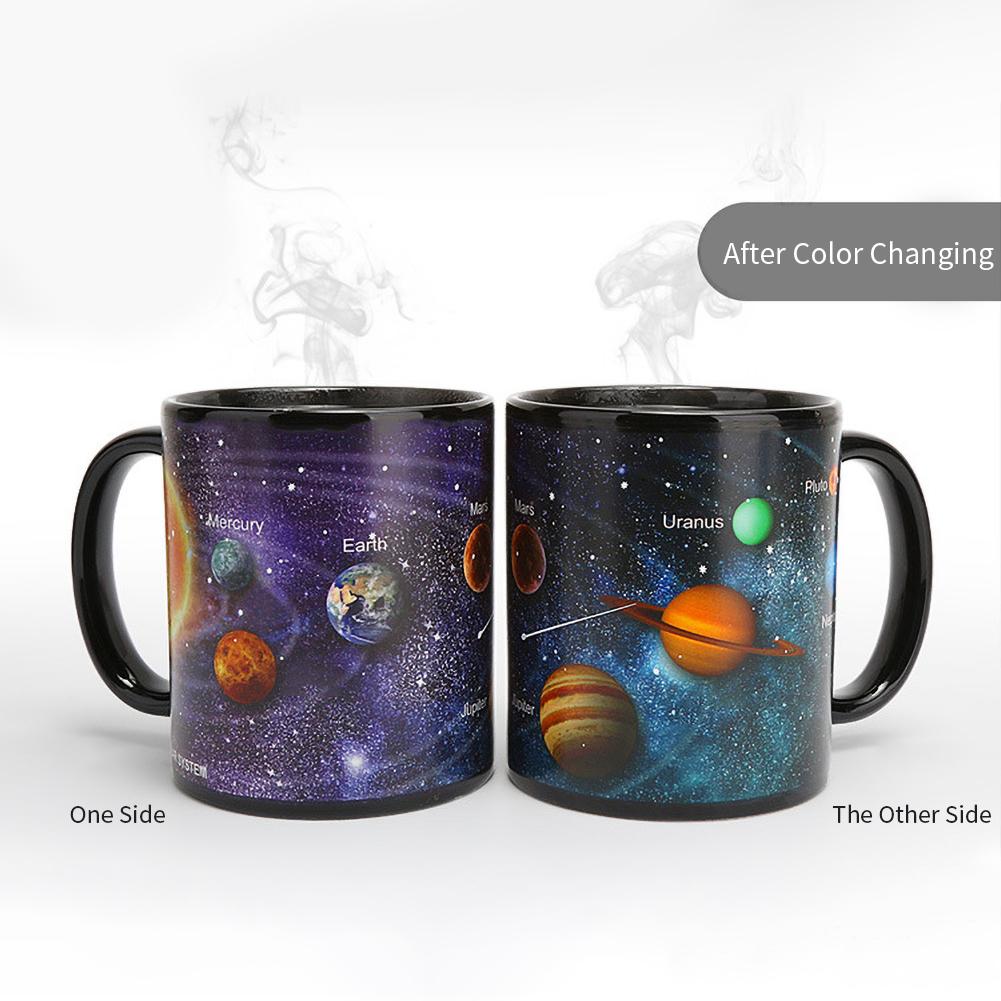 Novel Kleur Veranderen Sterrenhemel Zonnestelsel Warmtegevoelige Kleur Veranderende Innovatieve Koffie Cup Keramische Mok Koffie