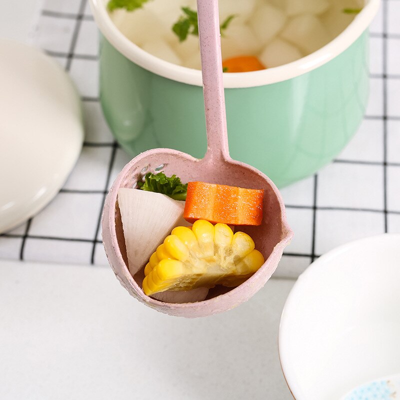 1 pezzo Lungo manico di un cucchiaio colino 2 in 1 caldo pentola pentola zuppa di grande cucchiaio da minestra cucina di cottura cucchiaio filtro gadget da cucina