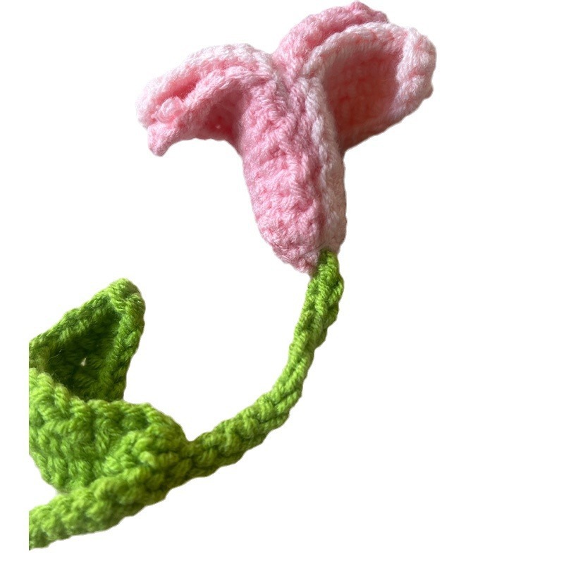 Flor de lirio hecha a mano, flor de simulación tejida, flor hecha a mano, tejido de hilo artesanal, ramo de ganchillo casero