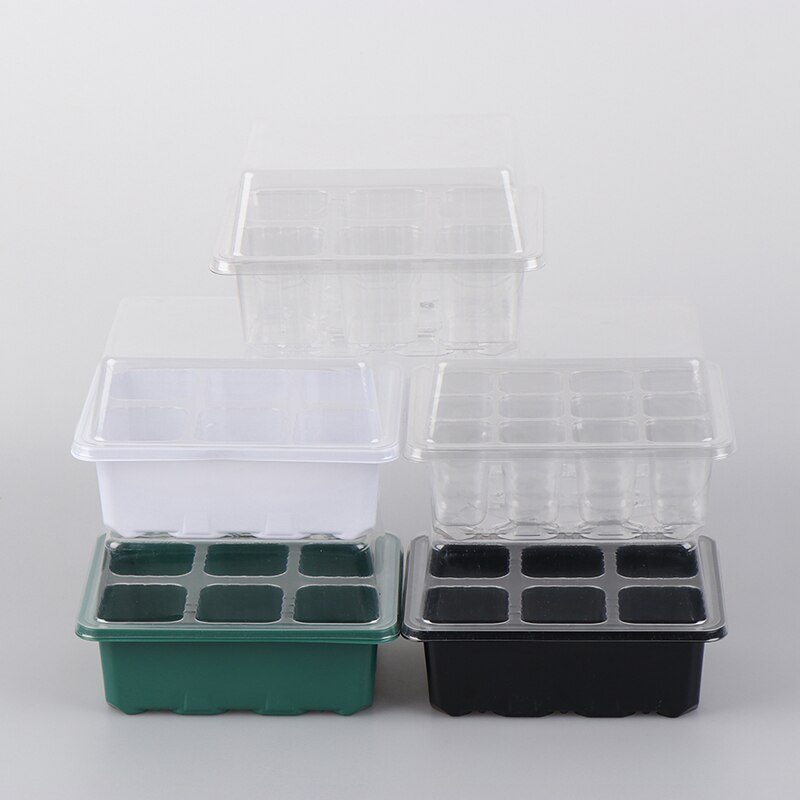 Kwekerijpotten, plantenbak, kweekbak met koepel en bodem, tuinkweekkast, tuinbenodigdheden, 6/12 plastic