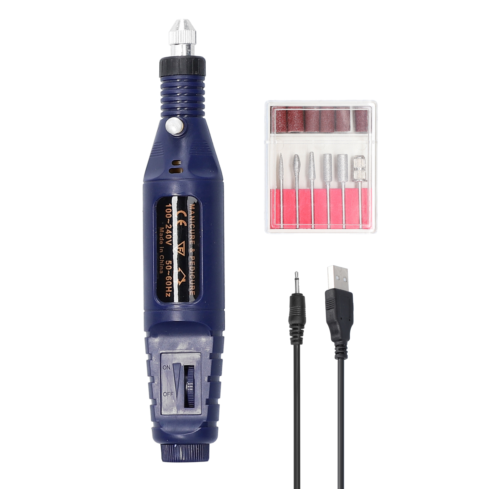 Handheld Mini Electric Grinder Nail Gelatum Removing Tool Polishing Machine Speed Adjustable Grinding Rotary Tool Kit: Navy blue