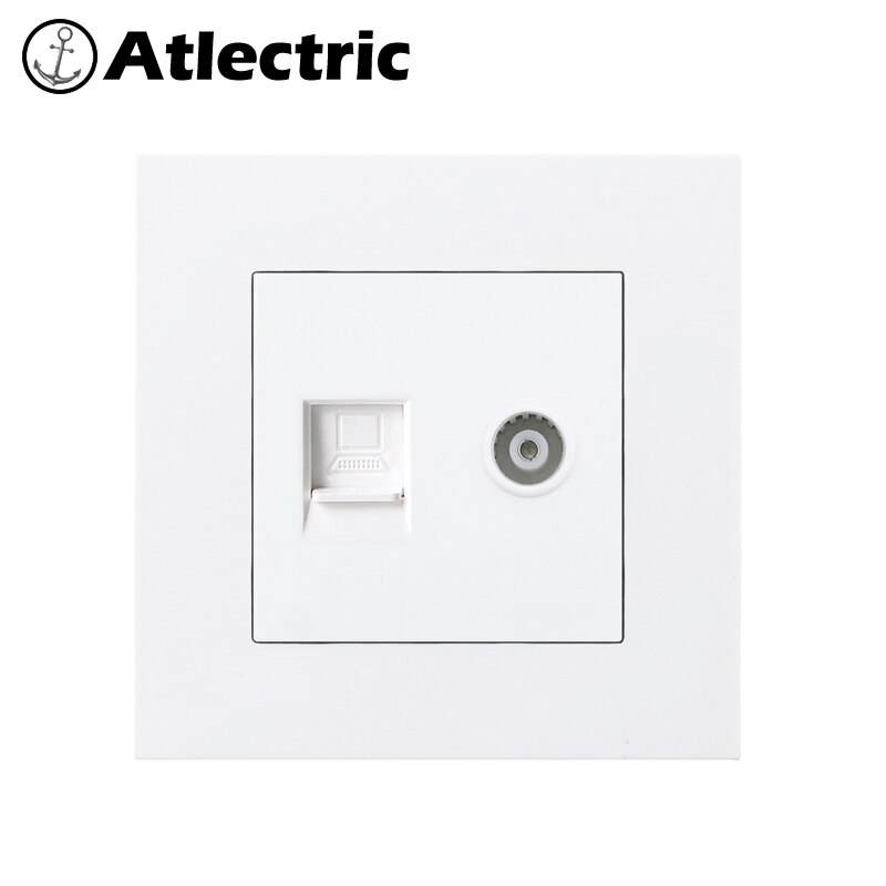 Atlectric PC Plastic Panel Internet TV Socket Rj45 Met TV Socket Dual Rj45 Poort Data Socket Outlet Plug 86mm * 86mm power outlet stopcontact