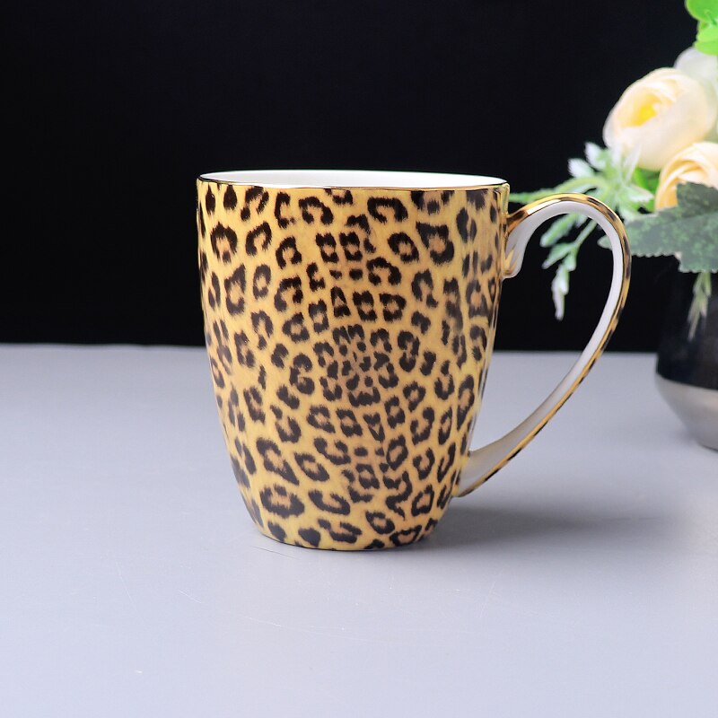 Leopard Print Coffee Set Bone China Coffeecup Saucer Creamer Sugar Jar Mugs Fruit Plate Ashtray Afternoon Tea Set For Home Kitch: Mug 400ml