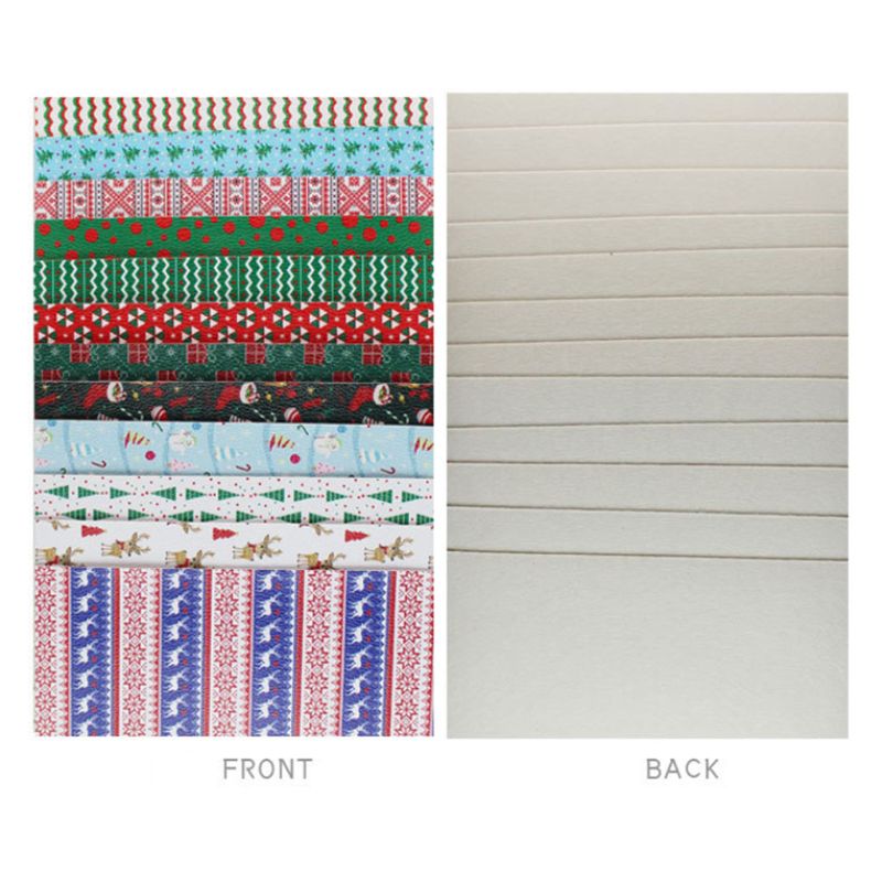 12Pcs Diy Kerst Thema Gedrukt Diy Pu Synthetisch Leer Vel Voor Oorbellen Haarelastiekjes En Craft Maken 8.2X6.3 In