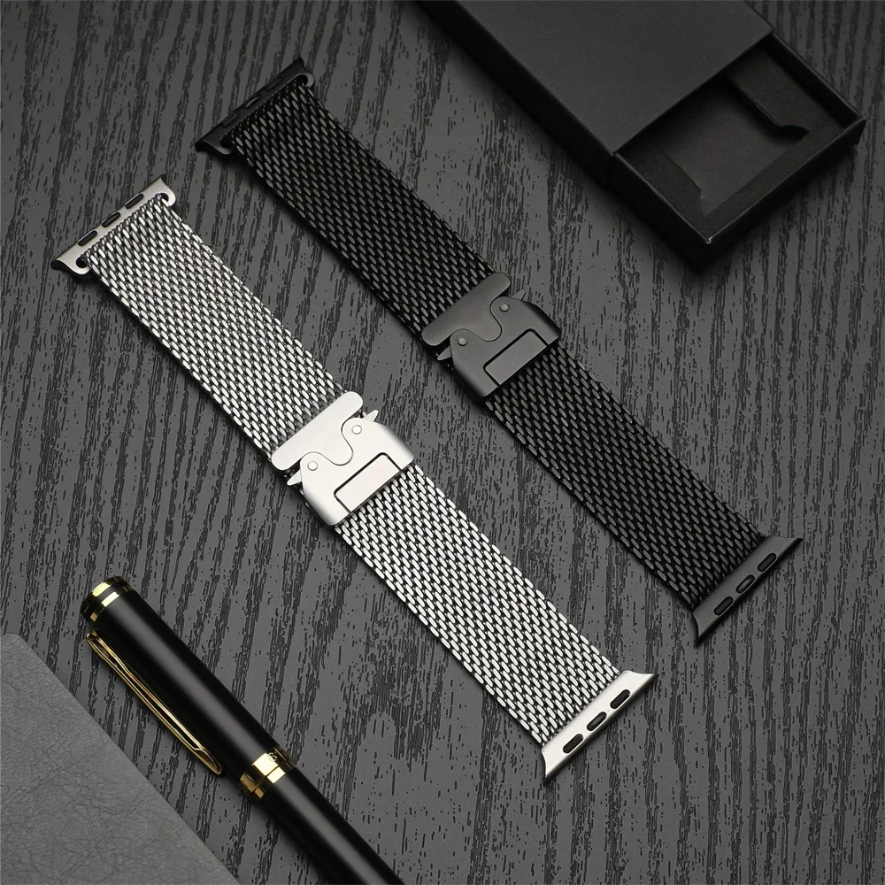 Milanese Loop Strap For Apple Watch Band Ultra 2 49mm 46mm 45mm 44mm 42mm Stainless Steel Metal for iWatch Series 10 9 8 7 6 5 4
