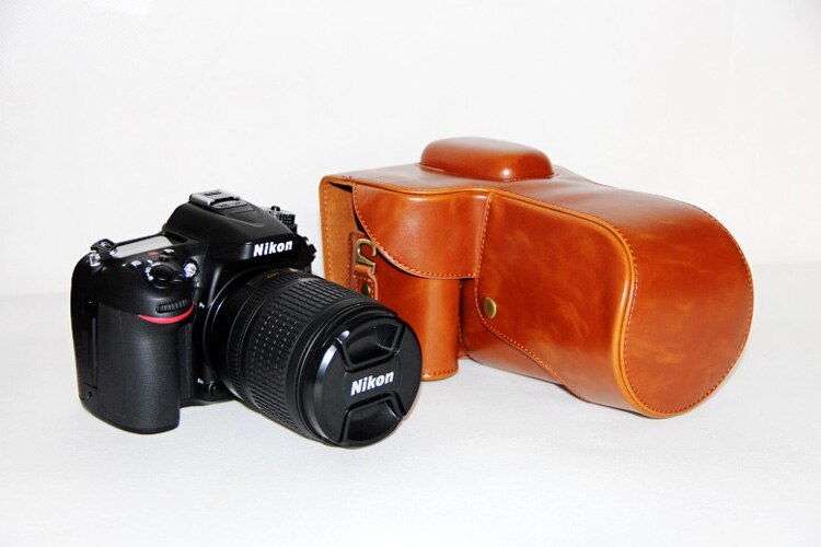 Vintage pu läder kameraväska väska för nikon  d7000 d7100 d7200 kameraväska kaffe svart brun