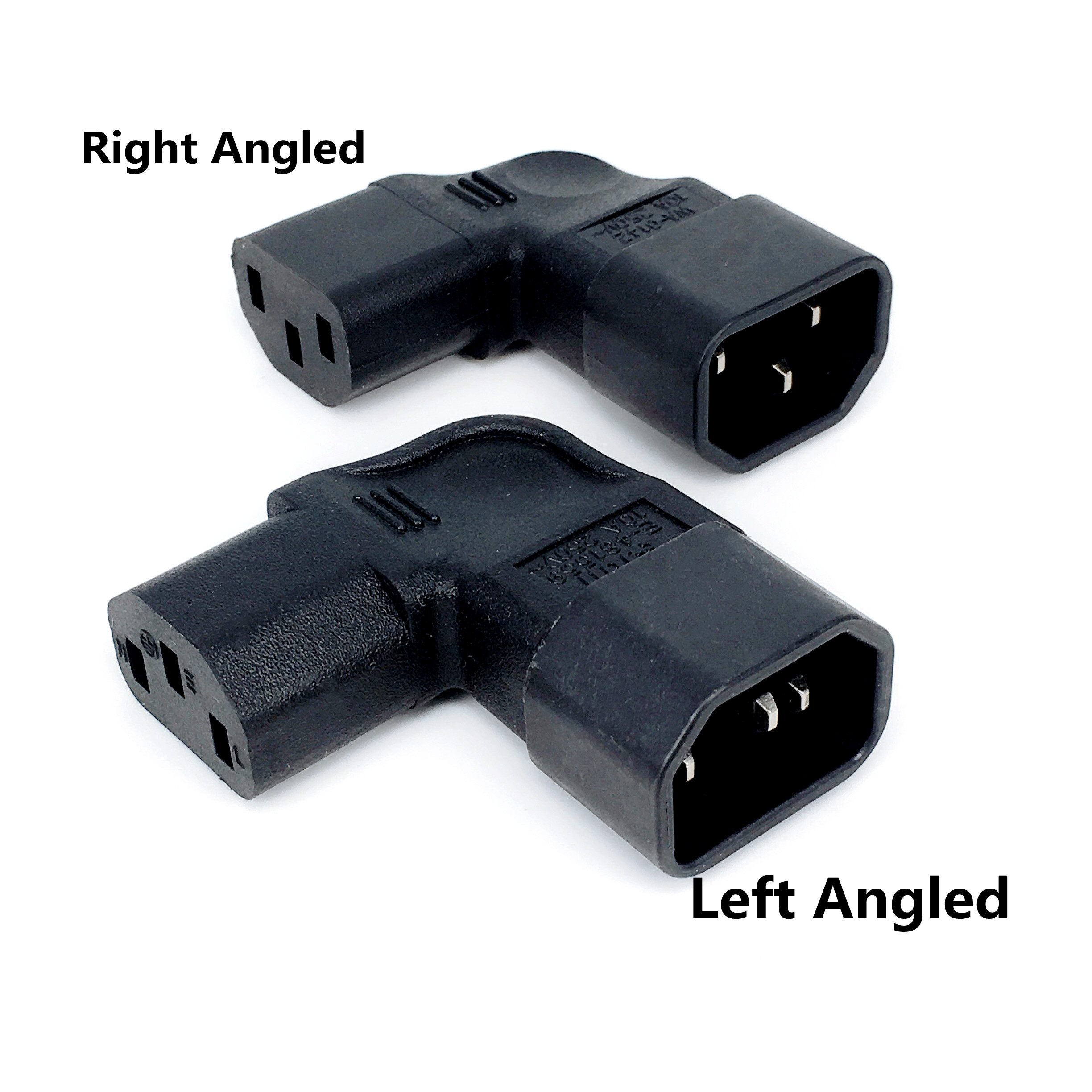 Left/ Right Angle IEC 320 C14 3 Pin Male to C13 Female PDU PSU UPS Power Extension Adapter Receptacle for LCD LED TV Wall Mount