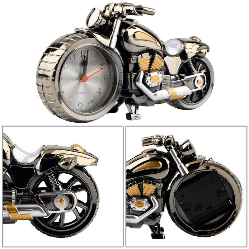 Veemoon Retro Motorrad-Form Wecker Quarzuhr Produktbild-Vorschau 5