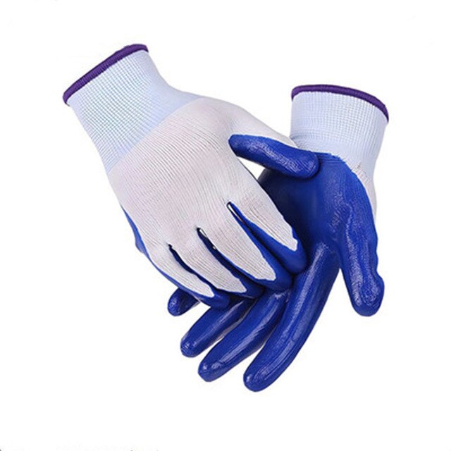 Work Gloves Safety Equipment Man Driving Glove Mining Safety Wear Resistant Rubber Gloves: Blue