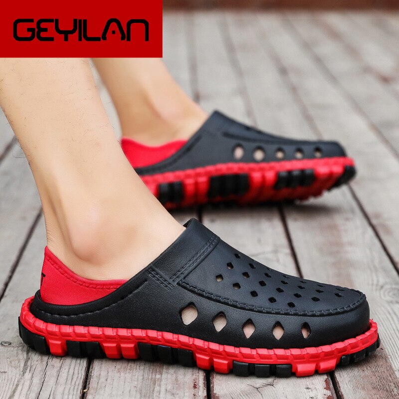 Plastic Sandalen Mannen Zomer Holie Schoenen Slip Op Half-Slippers Mannelijke Strand Schoenen Sandalen Flats licht