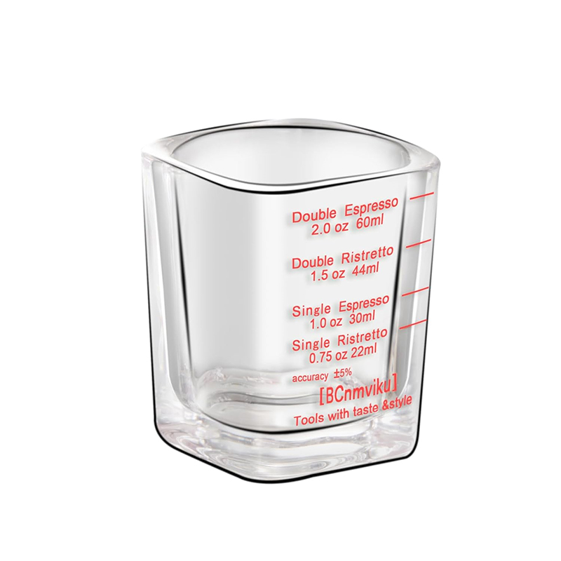 LMETJMA-vasos de chupito de 60ML, taza medidora, vaso de café expreso, vaso pesado líquido, copa de vino, taza cuadrada para Baristas, 2oz JT528: Transparente