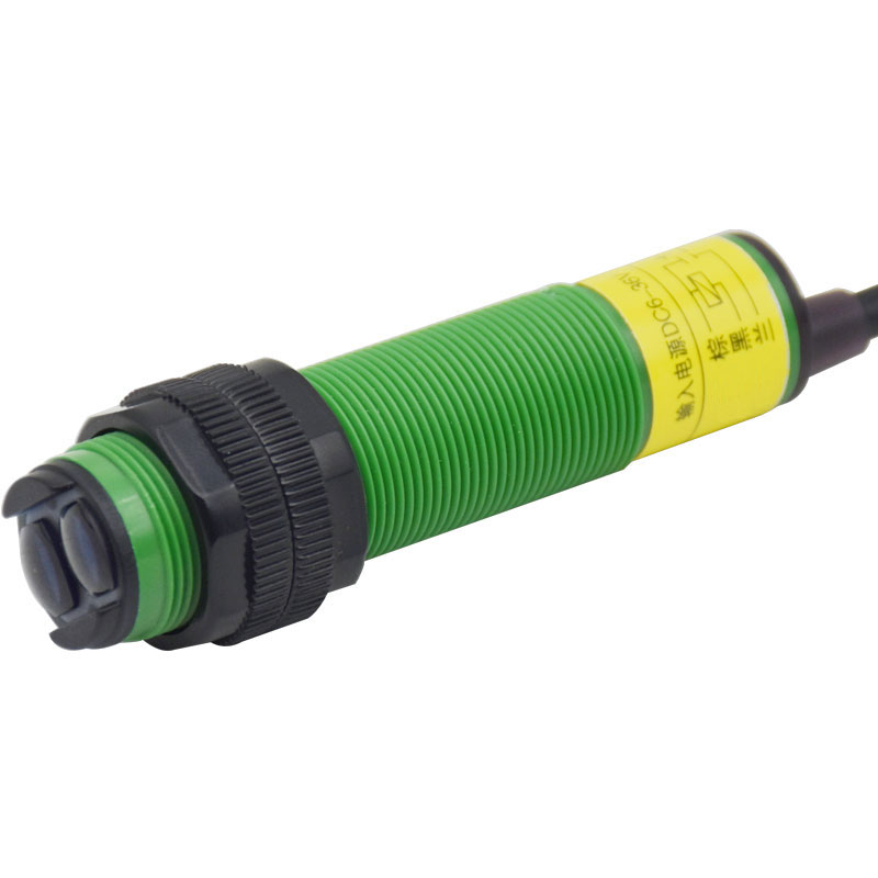 Produktbild von Heschen M18 Säule Infrarot Photoelektrischer Näherungsschalter, Diffuse Reflexionstyp, E3F-DS200B2, Erfassungsabstand 10–200CM, 10–30VDC 200mA, NPN Normalerweise Geschlossen (NC), 3 Drähte