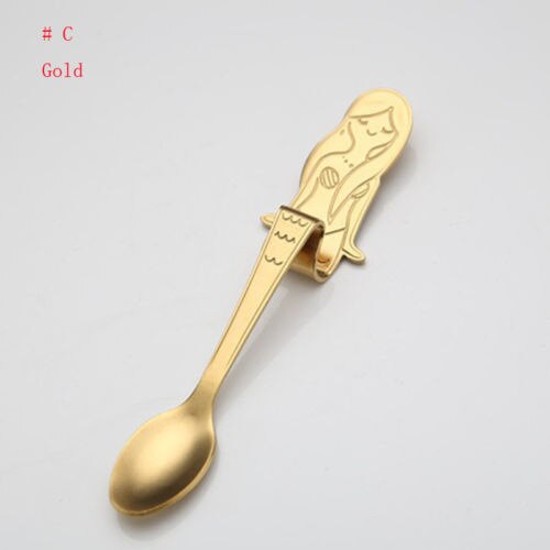 Śliczne w stylu syreny łatwo dopasować łyżki syrenka łyżeczka robić kawy zakrzywiona łyżeczka ze stali nierdzewnej robić przypraw kuchennych