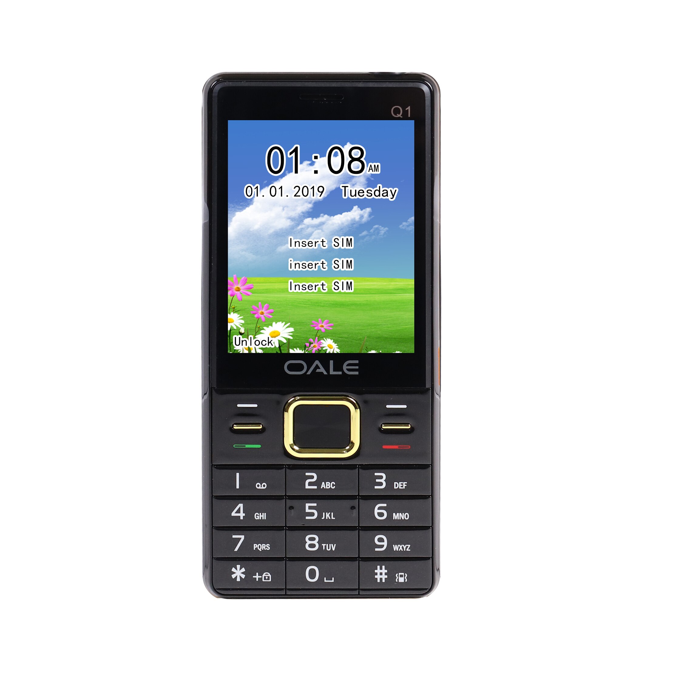 2.8 " skjerm tre sim telefon russisk tastatur nøkkel gsm telefoner mobiltelefon billig telefon kina mobiltelefoner original h-mobile  q1: Legg til 2gb / Svart