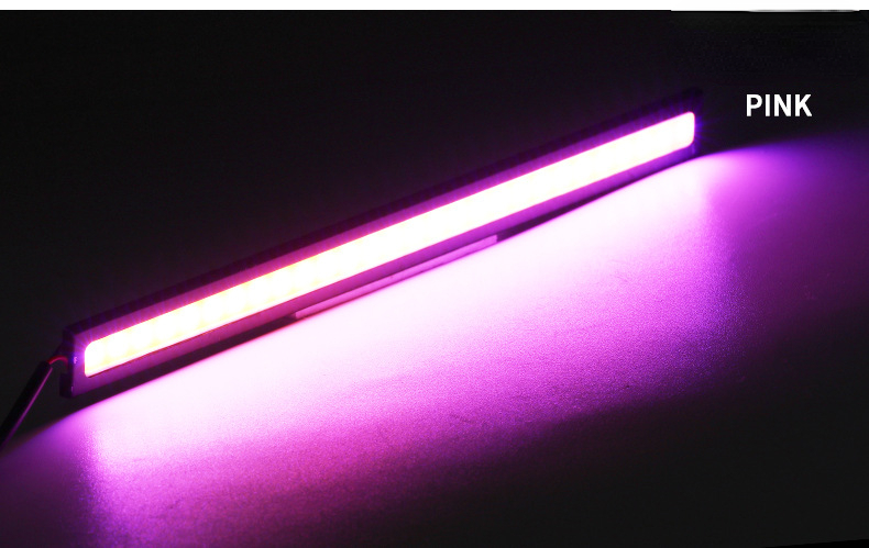 10PCS 17CM LED DRL Waterproof Driving Daytime Running Lights Strip 12V COB LED Car Aluminum Stripes Lights: Pink