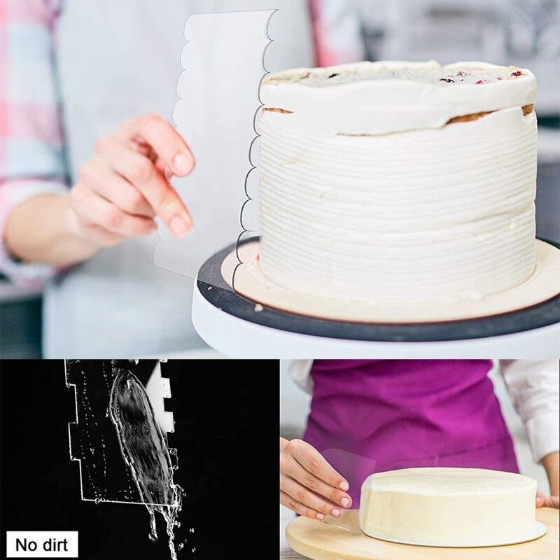 Transparent Cake Scraper Edge Side Edge Smoother Pastry Mold Making Scraper Rectangular Acrylic Cake Baking Tools Easy