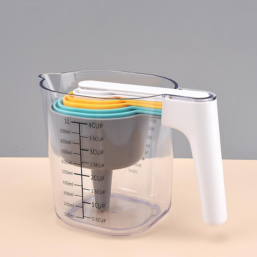 Stackable Measuring Cups and Spoons 1L Measuring Cup 6 Mesuring Spoons