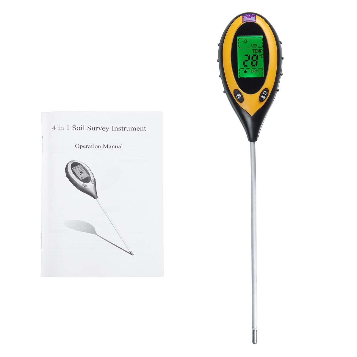 4 in 1 Plant Aarde Bodem PH Vocht Licht Soil Meter Thermometer Temperatuur Tester Zonlicht Tester voor Voor Tuinieren Farming