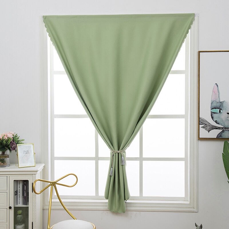 Cortina opaca para dormitorio a prueba de polvo de Color sólido correa de Velcro golpe instalación gratis cortinas cocina cortina para ventana de salón: Fruit green
