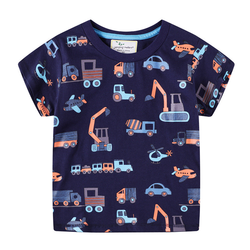 Springen Meter Korte Mouwen Katoenen Kinderen Tops Tees Met Cartoon Cars Jongens Meisjes T Shirts Zomer Baby Kleding T-shirts