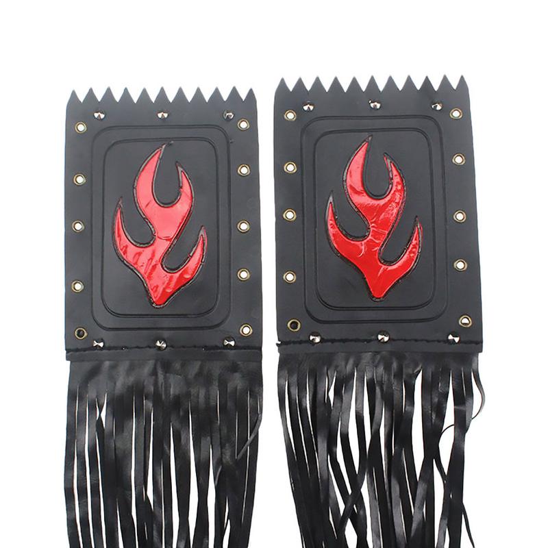 Leather Motorcycle Brake Clutch Fringe Grip Covers Auto Refit Retro Flame Handlebar Handle Spike Streamer