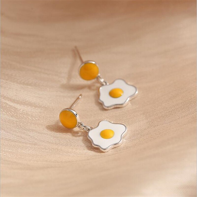 Nouvelle créative poché oeuf 925 bijoux en argent Sterling tempérament mignon doux dessin animé boucles d'oreilles SE185