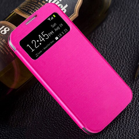 Flip-Cover Leder Telefon Fall Für Samsung Galaxy S4 S 4 SIV 9500 GalaxyS4 GT I9500 I9505 GT-I9500 GT-I9505 Smart original anzeigen: Rose red