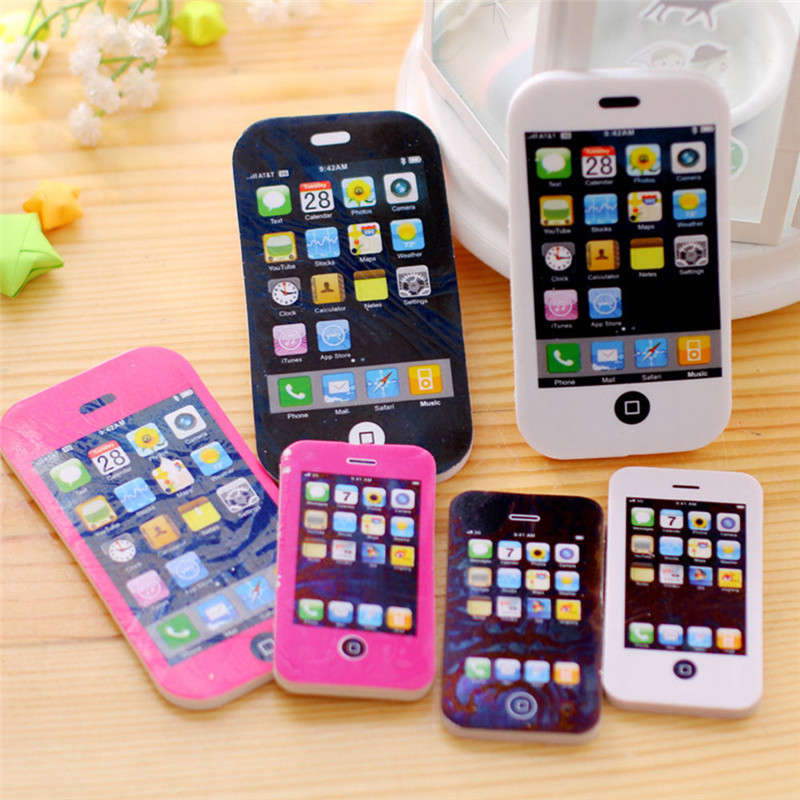 2pcs/lot Big Size iPhone Shaped Rubber Pencil Erasers Students Stationery