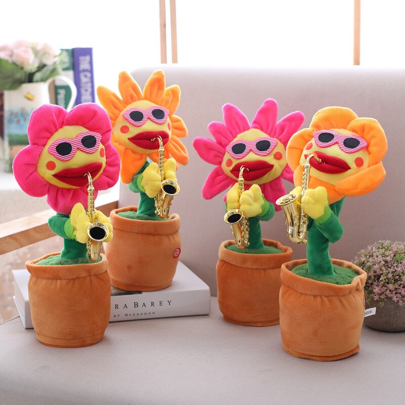 Small Music Baby Sunflower Sun Flower Enchanting Flower Saxophone Dancing And Singing Electric Magical Funny