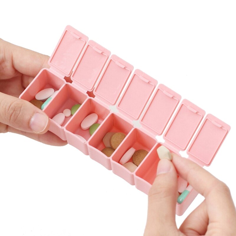 7 Dagen Wekelijkse Pillendoosje Case Tablet Geneeskunde Box Houder Organizer Pill Dispenser Splitters Reizen Divider Draagbare: Pink
