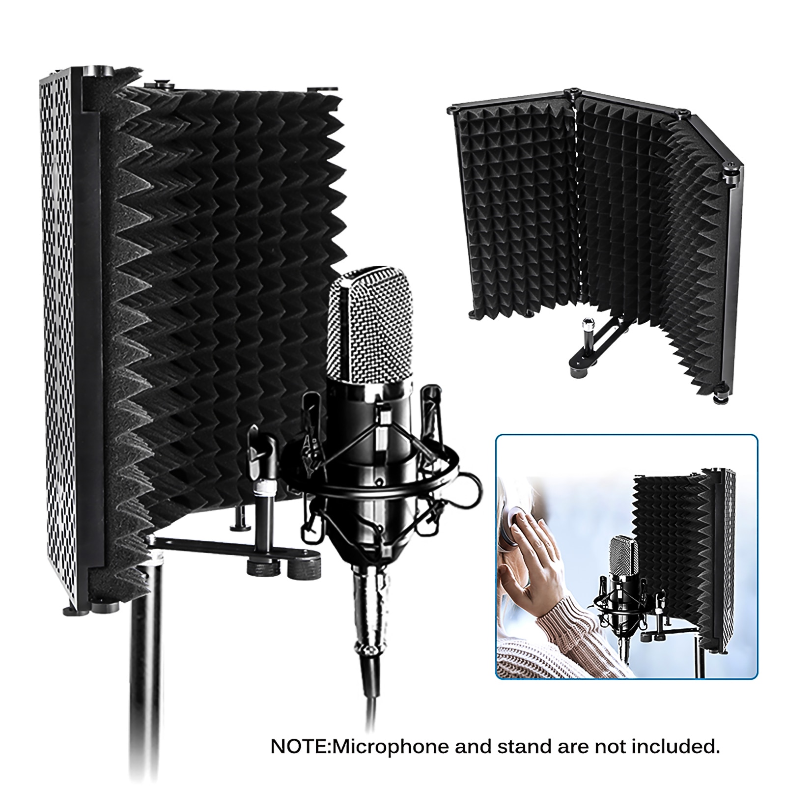 Foldable Studio Microphone Isolation Shield Recording Sound Absorber Foam Studio Soundproofing Pane Panel