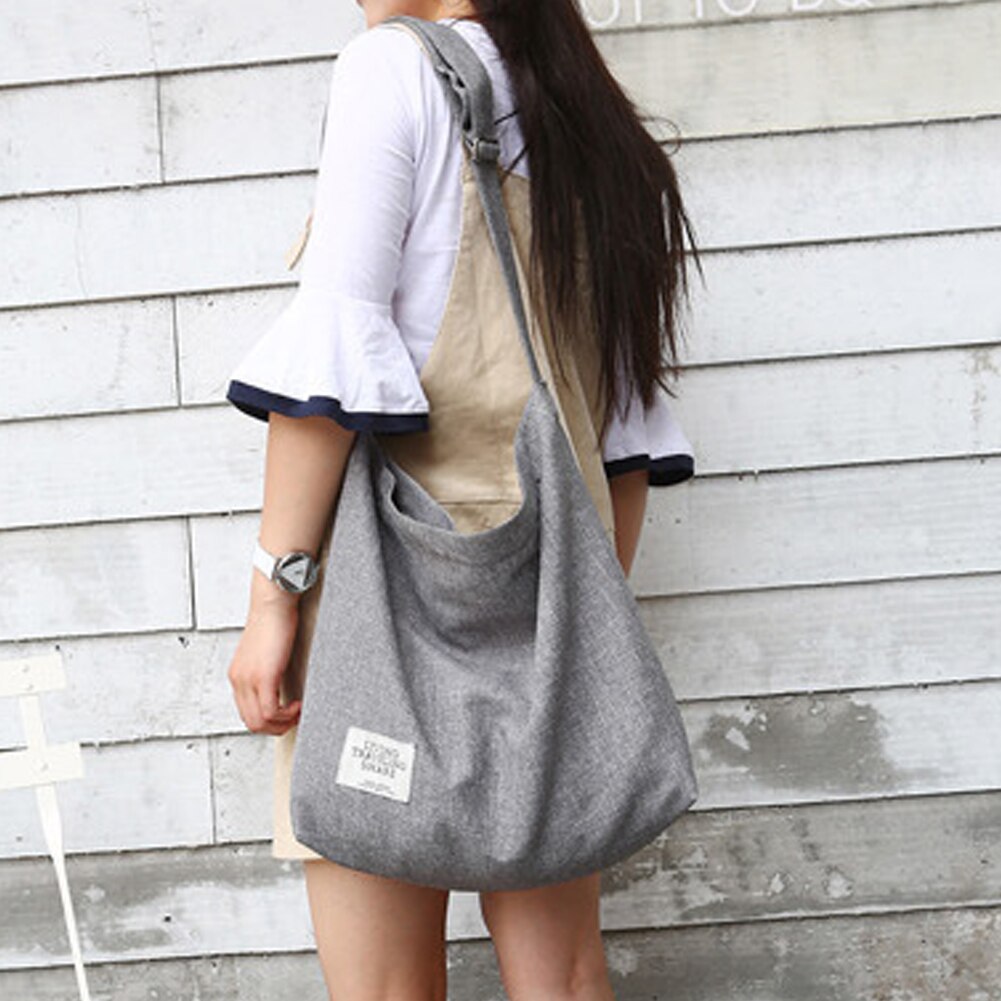 Daily Canvas Casual Wear Resistant Large Capacity Practical Crossbody Lightweight Single Shoulder Women Bag Vintage: light gray