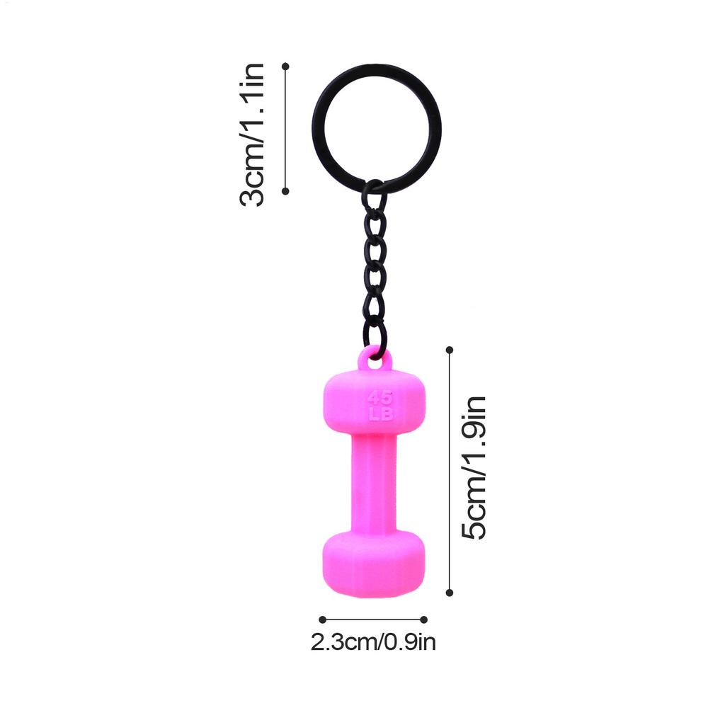 Fitness Key Ring Simulation Dumbbells Keyring Kettlebells Cool Bag Charm Fitness Series Pendant Car Key Ornament: Pink