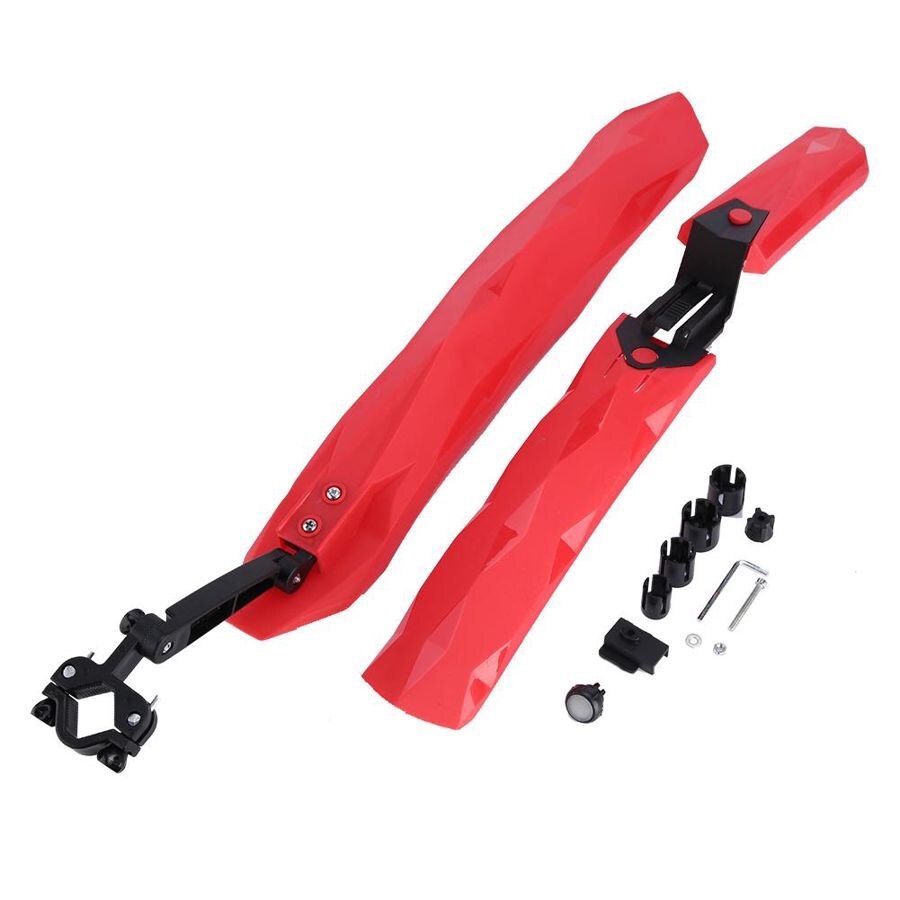 Guardabarros duraderos de 4 colores para bicicleta de montaña, guardabarros delantero y trasero con luz trasera LED, guardabarros, piezas para bicicleta