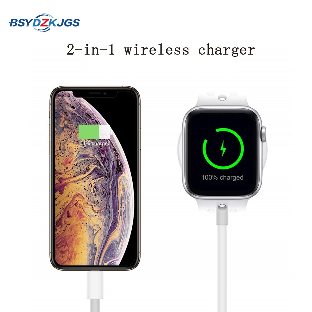 BSYDZKJGS 3 en 1 chargeur sans fil pour Apple Watch 1 2 3 4 chargeur rapide 1.2 câble USB pour iPhone X Xs 8 Plus iPod câble de données USB: White 2 in 1