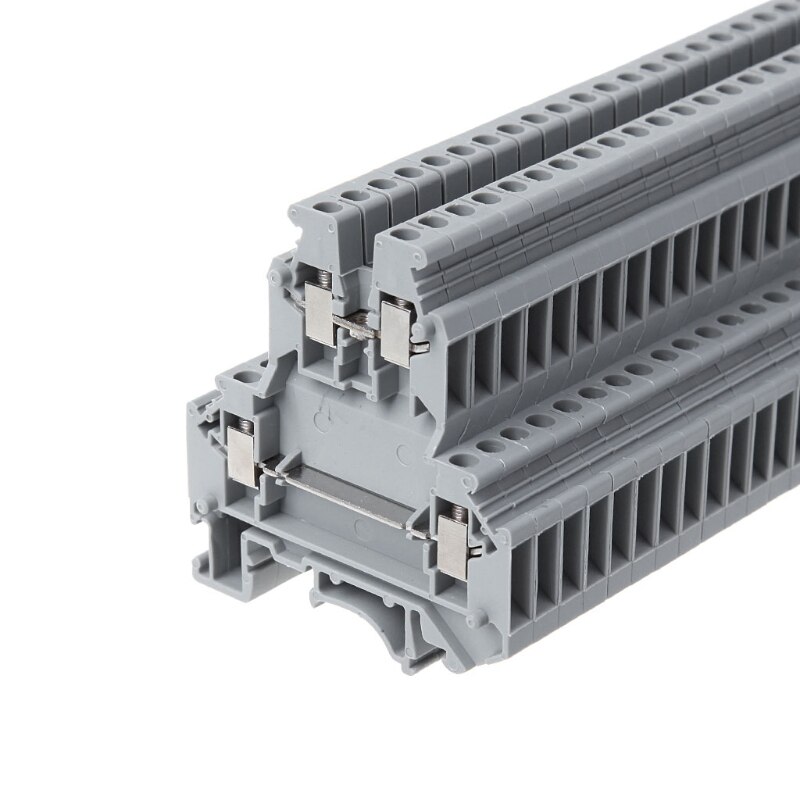 50 Pcs UKK3 DIN Rail Double Level Dual Row Terminal Block 500V 25A 28-12AWG Gray #Aug.26