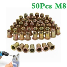 50pcs M8 Nutserts Rivet Nuts Flange Blind Rivnuts Zinc Plated Steel Nut Nutsert M8 Rivet Nuts
