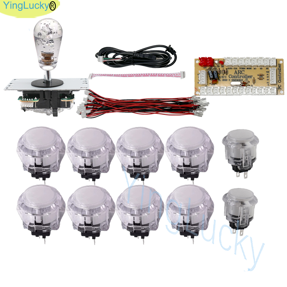 Joystick d'arcade pour 2 joueurs, kit de bricolage PC Raspberry Pi, Kit de jeu d'arcade avec bouton poussoir, Joystick de Style américain, câbles d'encodeur USB: green