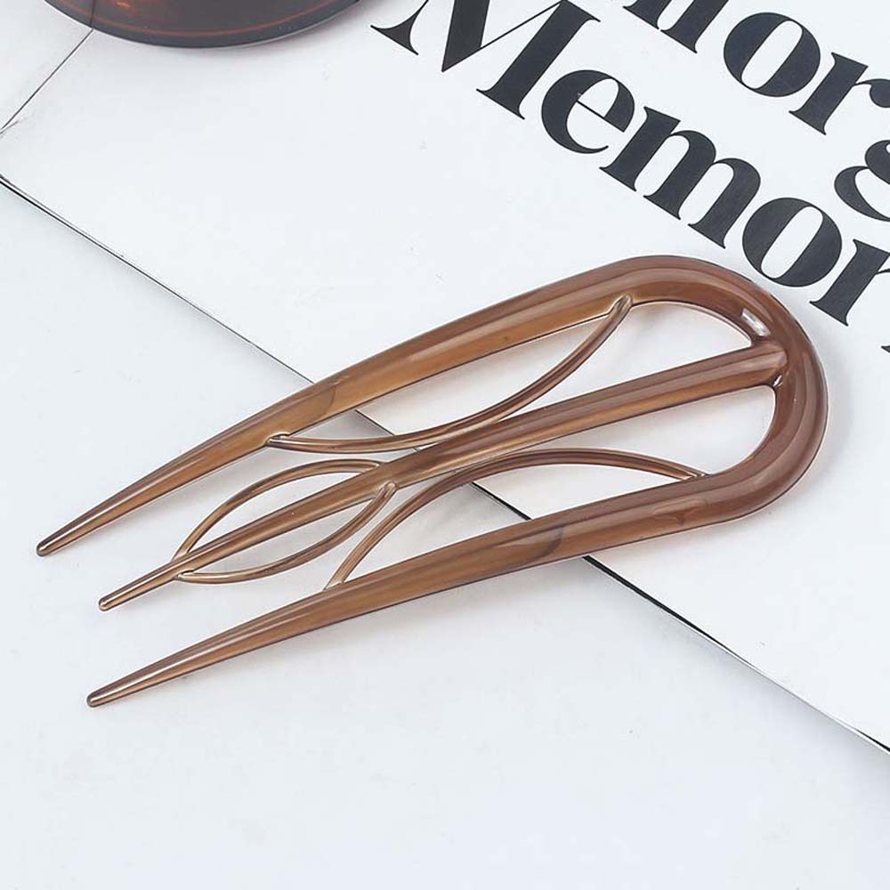 Geometrische Harz Haar Gabel Frisur Werkzeuge Wasserdichte Faule Haarnadel Haar Zubehör Hanfu Zubehör Blatt U-förmigen Haar Stick: YELLOW