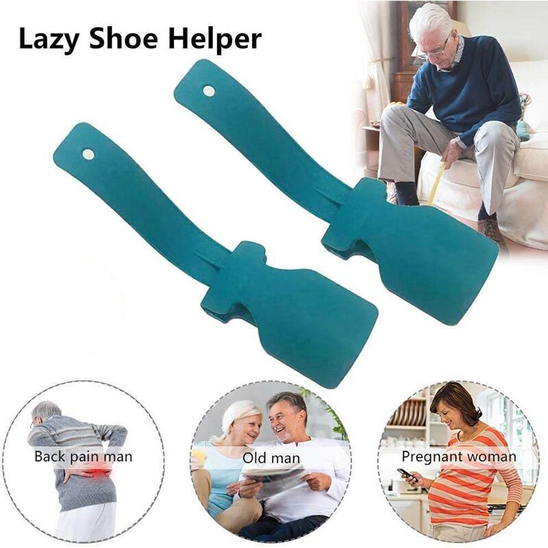 2Pcs Lazy Unisex Slijtage Schoen Hoorn Helper Schoenlepel Op En Schoen Stevige Slip Aid: 2PCS Blue