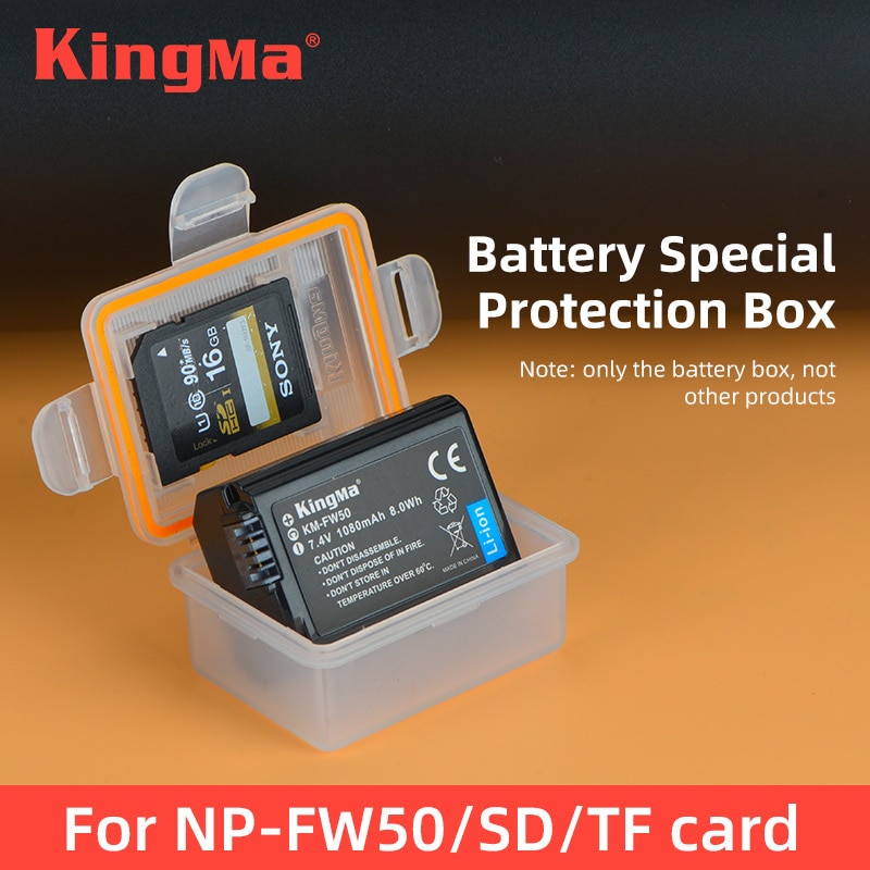 Kingma 6Pcs NP-FW50 NPFW50 Batterij Plastic Case Batterij Houder Storage Box Voor Sony A7 A7II A7S A7R A7RII A3000 a5000 A5100