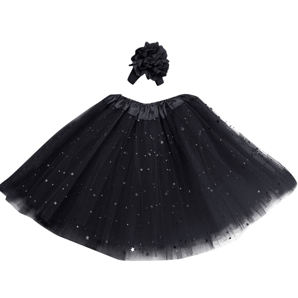 Kinder Mädchen Petticoat Paillette Stern Pettiskirt Haar Band Tutu Rock Dancewear roten tutu rock kinder röcke rock für kinder mädchen: Black 