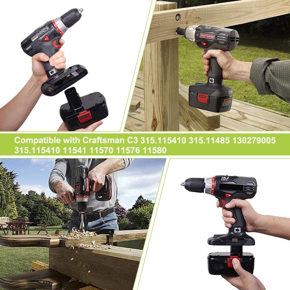 3600mAh Ni-MH 18V Replacement Battery for Craftsman 19.2V Battery C3 DieHard 130279005 130279003 130279017 315.113753 315.115410