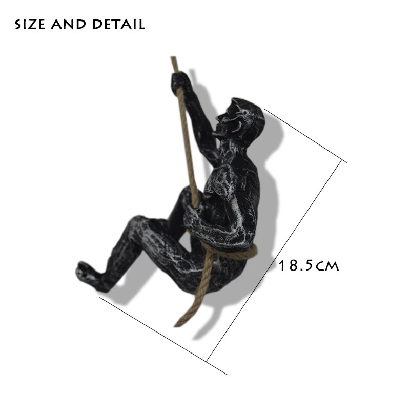 Figuras Retro de escalada en roca, escultura de resina artesanal, decoraciones de pared, colgante, estatua de pared de salón, deportista decorativo: B