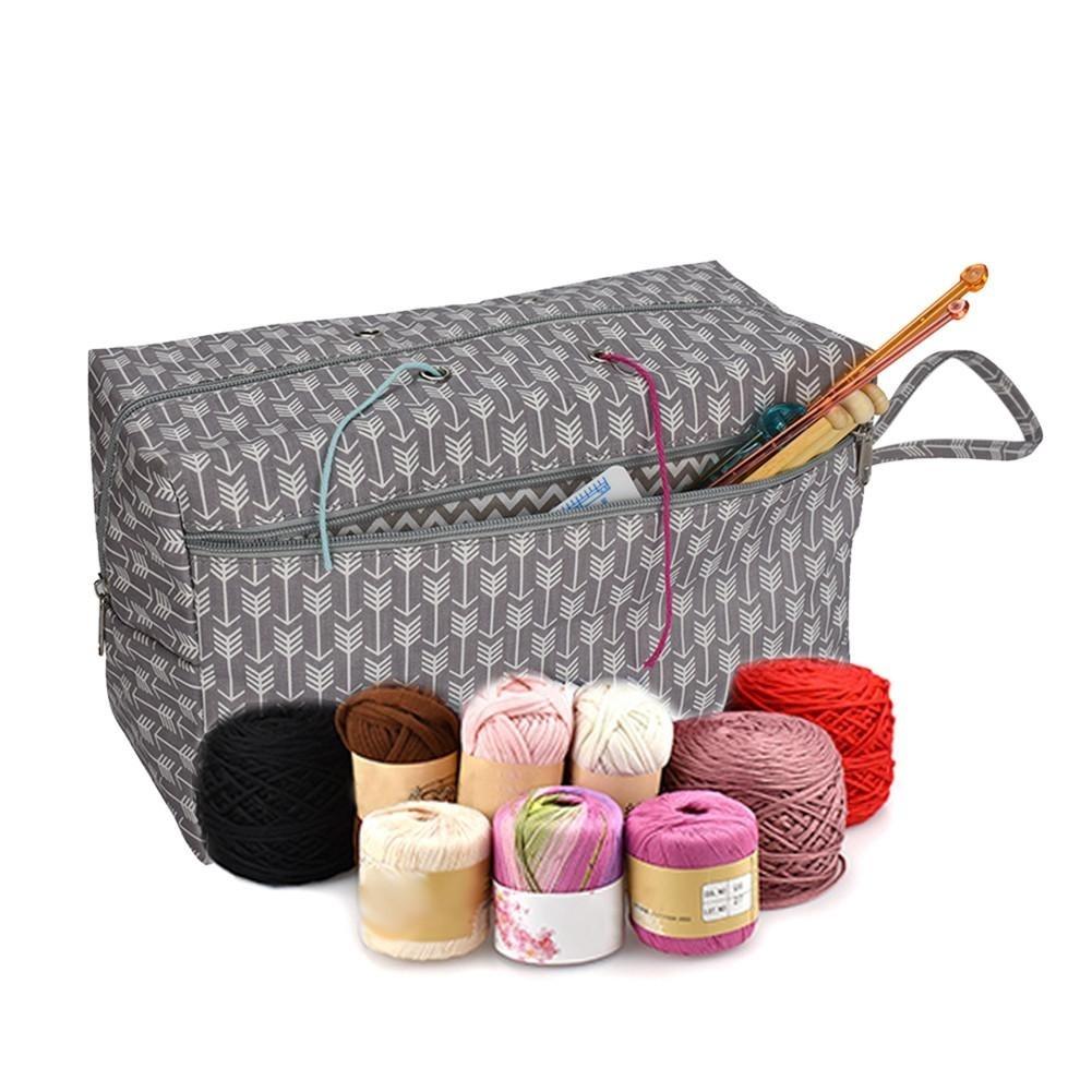 Multi-style woven tote bag yarn storage bag for thread wool yarn crochet, knitting needles and sewing accessories