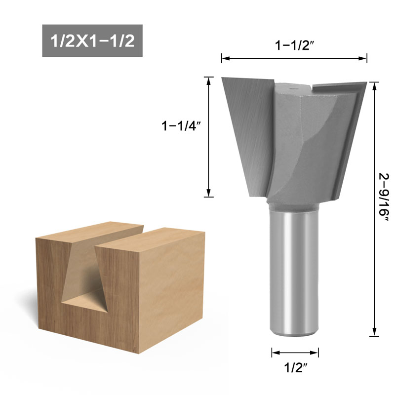 1Pc 6.35Mm 12.7Mm Schacht Hout Cutter Zwaluwstaart Frezen Voor Hout Tungsten Graveren Tool Frezen: NO17