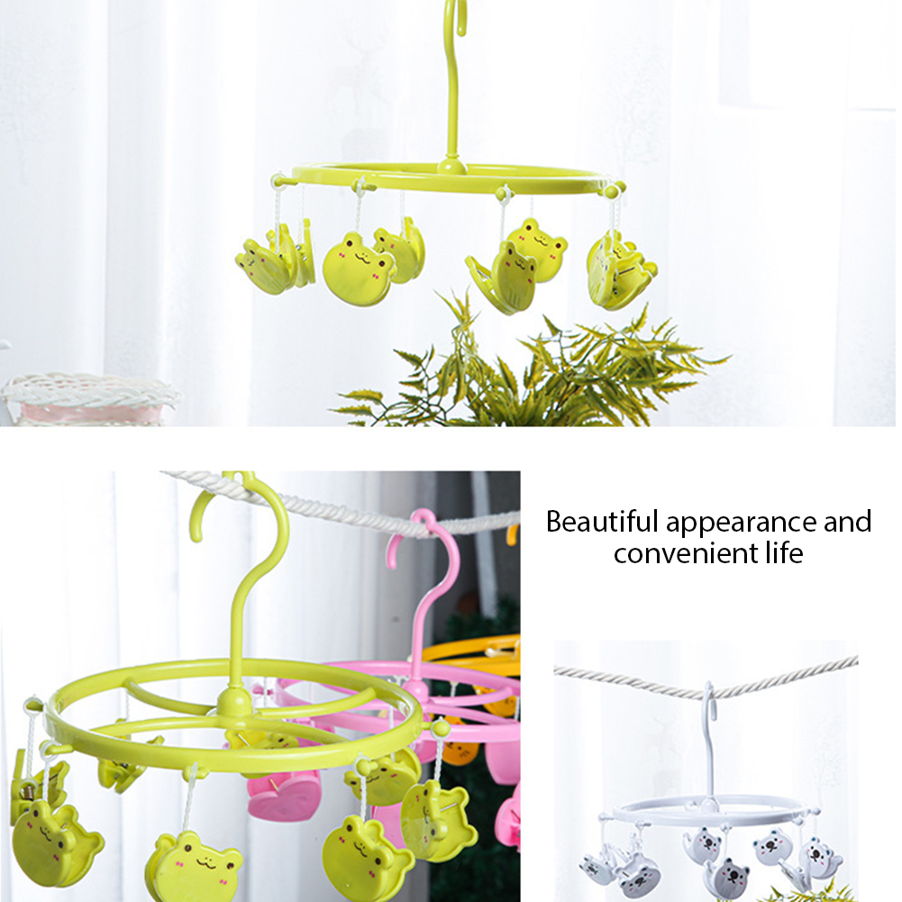 Underwear Clothes Hangers with Multi Clips Cute Socks Bra Hanger for Kids PP Balcony Wardrobe Closet Organizer