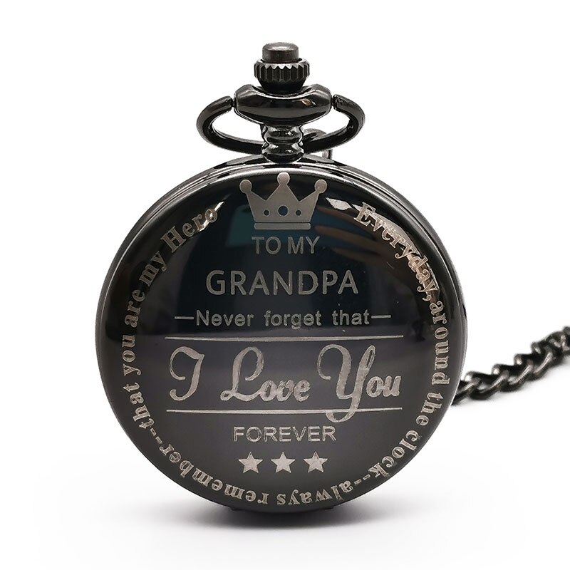 Om Mijn Granpa Grijs Quartz Zakhorloges Ketting Ketting Pocket Horloges Voor Heren Dames Jongens