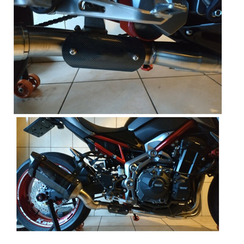 Universell motorcykel avgas kolfiber yta ljuddämparrör benskydd värmesköld skydd rostfritt stål antiscalding lock