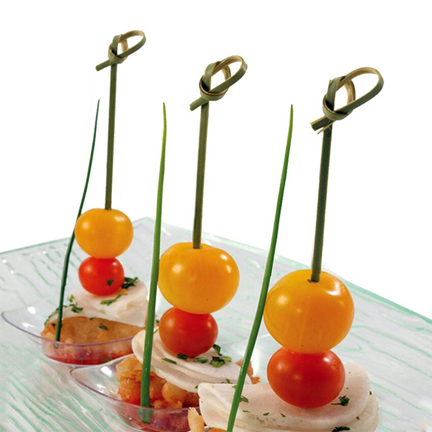 100 Pcs 12cm Wegwerp Bamboe Vork Twisted Party Buffet Fruit Desserts Voedsel Cocktail Sandwich Vork Stick Pick Spies